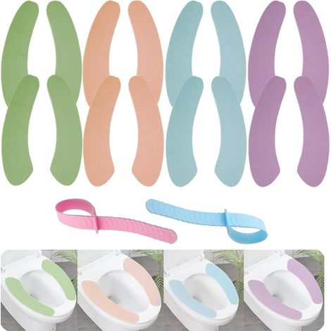8 Paires De Coussins De SièGe De Toilette Pour Salle De Bain Et Toilettes, Auto AdhéSifs, Avec 2 Rehausseurs De SièGe De Toilette Pratiques Et HygiéNiques (1/5)