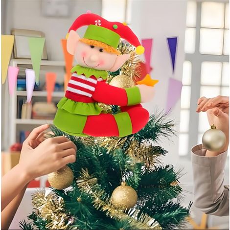 Décorations de Noël, décorations de lutins en peluche uniques et amusantes (à accrocher au sapin de Noël), décorations de bouteilles de vin et de rideaux, rouges et vertes. (1/5)