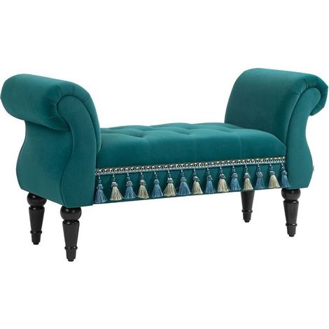 Banquette Rembourrée Style Vintage - Banc d'Entrée et Bout de Lit Élégant, Structure Robuste 150 kg, 117x40x58 cm Vert