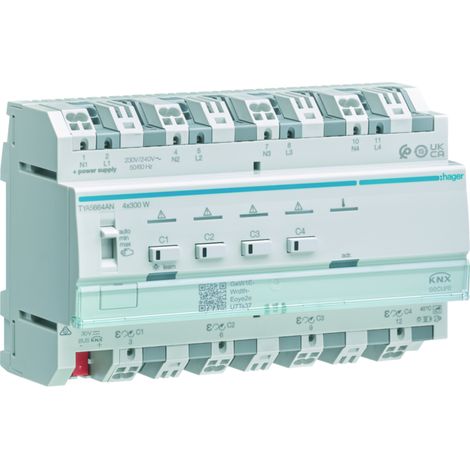 Module 4 sorties variation éclairage 300W par voie / New Easy / Parallélisation - HAGER TYAS664AN