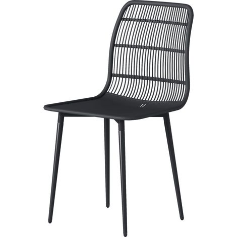 Outsunny Sedie Pranzo Esterni Set 4 Schienale Fessurato, Nero