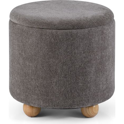 COSTWAY 45CM Upholstered Storage Ottoman with Lid 35L Capacity Grey (1/5)