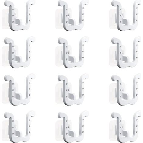 Lot de 12 porte-chaussons – Blancs – Autocollants – Pliables – Sans perçage – Rangement (1/5)