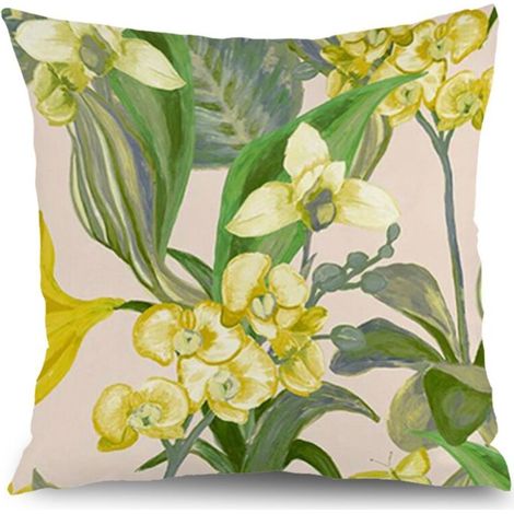 Housse de coussin floral papillon printemps été,décoration canapé,45×45cm (1/5)