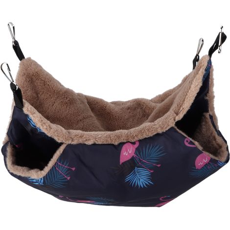 Hamac double couche chaud pour animaux de compagnie, facile à nettoyer et à installer, sac de couchage suspendu pour écureuil (S Flamant rose) (1/5)