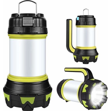 Linterna LED recargable Tigrezy, linterna LED para camping recargable por USB, ángulo de haz de 360°, 6 modos de iluminación, resistente al agua IP65, portátil y colgante. (1/4)