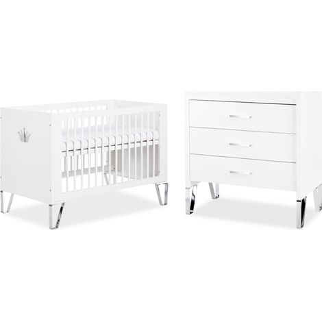 Lit bébé et Commode à langer LittleSky by Klups Blanka Blanc