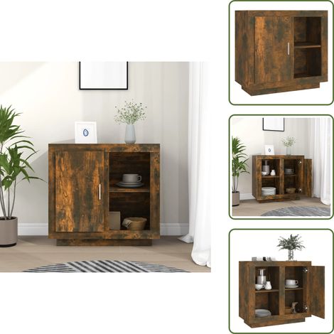 Buffet Chêne fumé 80x40x75 cm - Buffet - Meuble De Rangement - Commode - Bibliothèque - Décoration Intérieure (1/5)