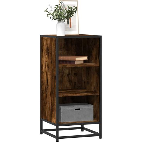 Sideboard Räuchereiche 35,5x35x76 cm Holzwerkstoff und Metall