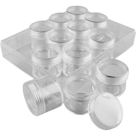Lot de 12 pots individuels avec couvercle vissé dans un coffret. réf 13188