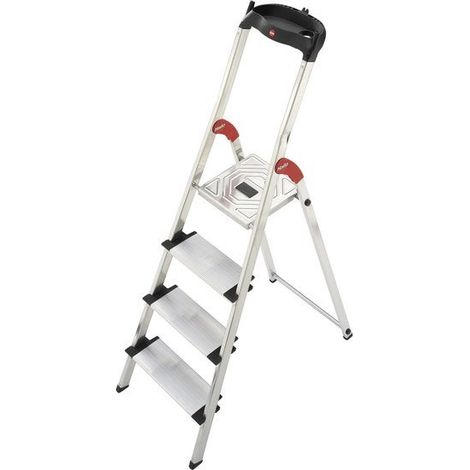 Hailo – Escabeau aluminium 4 marches – Hauteur de travail 2.54m – Charge 150kg – Utilisation régulière – Norme EN 131
