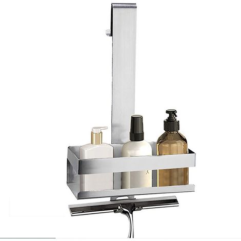 Étagère de douche en acier inoxydable sans perçage, panier de douche suspendu pour portes en verre sans cadre, porte-shampoing a