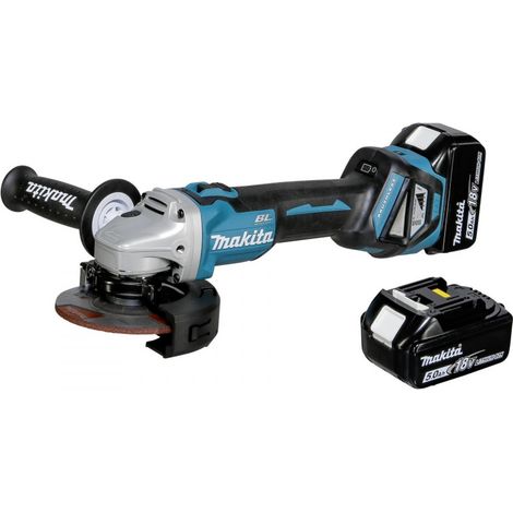 Makita Smerigliatrice angolare 18V, 5,0Ah, 2 batterie + caricabatteria DC18RC - DGA511RTJ