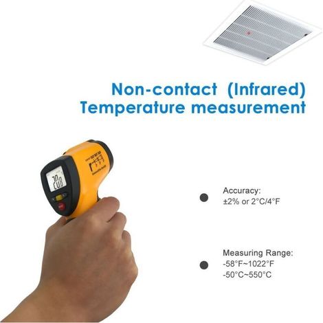 Infrarot-Thermometer, berührungsloses Laser-Thermometer, Infrarot-Thermometer von -50 °C bis 550 °C, hintergrundbeleuchtetes LCD-Display (nicht für Menschen geeignet) (1/5)