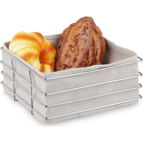 Cesta de pan de metal con funda de tela