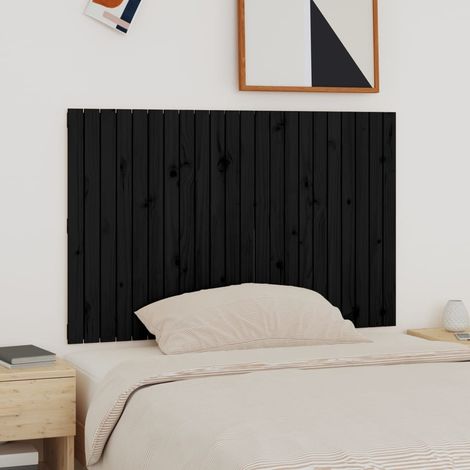 Wand-Kopfteil Schwarz 140x3x90 cm Massivholz Kiefer (1/5)