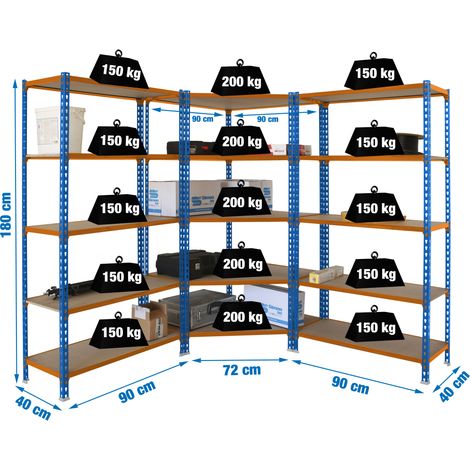 Simonrack PACK MADERCLICK mensola angolare blu arancione legno
