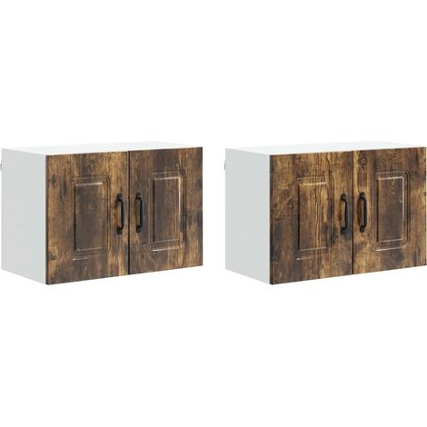 Lote de 2 armarios de pared para cocina de diseño elegante 60 x 31 x 40 cm madera contrachapada roble ahumado 020053604 (1/5)