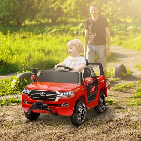 Toyota Land Cruiser Elektro-Kinderauto für Kinder ab 3 Jahren mit 12-V-Akku, Fernbedienung und MP3-Musik, Rot