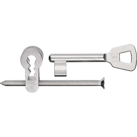 Insert de clé L pour serrures à mortaiser avec clé nickelée et vis de têtière M5x60 détachée Serrure à gorge Adaptateur Cylindre Verrou Sécurité Garniture, fermeture 3