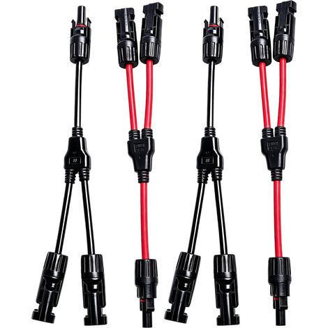 4 Pièces Connecteur MC4 Solaire En Y, Câble Panneau Solaire 4mm²  1000V DC, 30A, IP67, Cuivre Étamé Et PPO, Pour Connexion Parallèle En Extérieur (1/5)