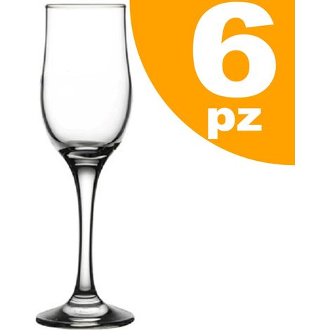 Set 6pz Cales Cales Tulipes Fleutes Vitre 20cl Verres à Vin Mousseux Champagne