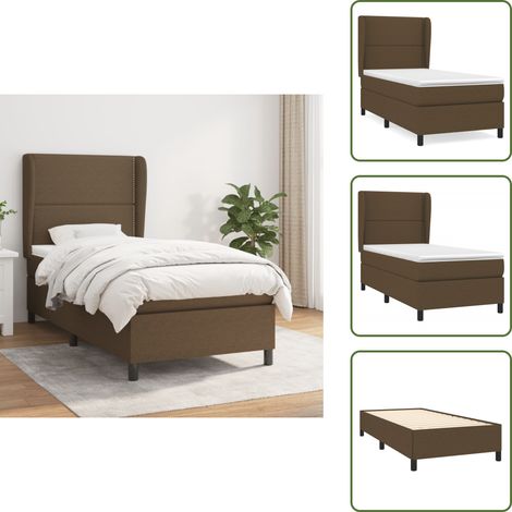 Boxspringbett mit Matratze Dunkelbraun 90x200 cm Stoff - Boxspringbett - Doppelbett - Bettenrahmen - Lattenrost - Matratze