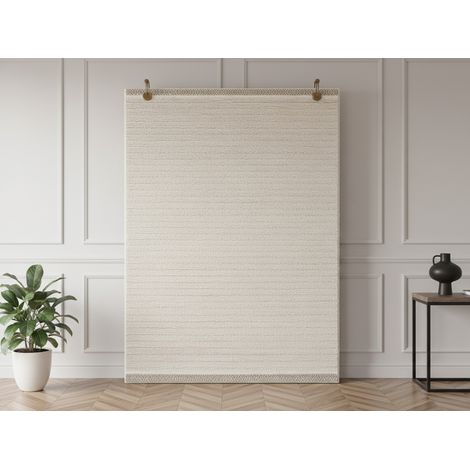 BOBOCHIC - Tapis poils ras NUBIO motif graphique 200x290 Beige (1/5)