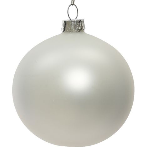 Box Da 6 Palline Di Natale Bianca Opaco Effetto Neve 6 Cm