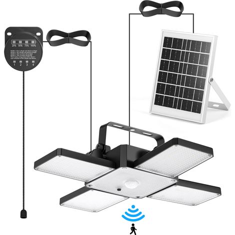 Lampe solaire extérieure 31 cm, détecteur de mouvement, panneau solaire séparé, IP65, 4 modes, jardin garage allée entrée, noir (1/5)