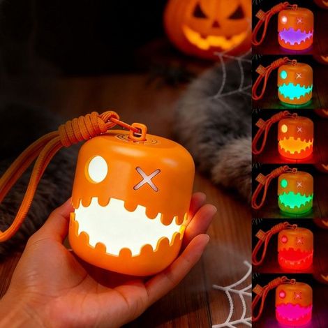1 pièces Lanterne citrouille de décoration d'Halloween, lanterne pliable avec cordon, citrouille lumineuse d'extérieur d'intérieur (1/5)