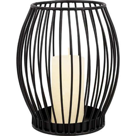 CCYKXA Black Candle Holder - Large Tealight Holder for Candles - Black Candle Holder - Decorative Lantern for Living Room - Metal Candle Decoration - Black Lantern - 8 x 16 cm (1/3)