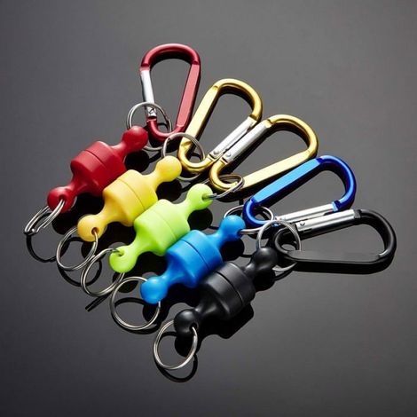 Lot de 5 clips magnétiques pour épuisette, mousqueton porte-outils métal, attache pêche à la mouche 1,8 kg (1/4)