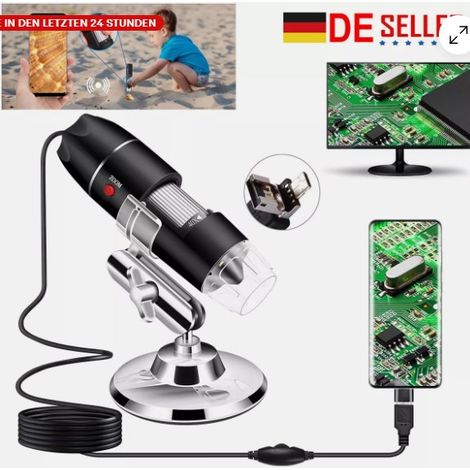 Microscope Numérique USB - Grossissement 40x à 1000x - Caméra Endoscope HD avec 8 LED - Pour Inspection Électronique et Réparation (1/5)