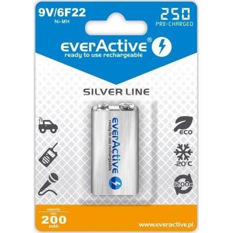 6F22 AKU Everactive 250 9V Línea plateada (1/2)