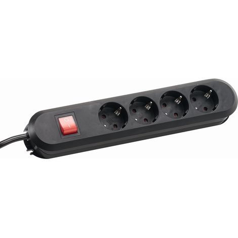 Bachmann 381.130K - Regleta con interruptor (4 enchufes, 1,5 m), color negro