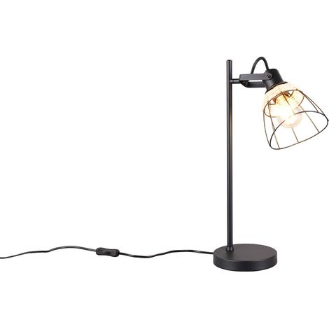Lampada da tavolo, rattan e metallo, naturale e nero, H 50 cm, Jerome (1/5)