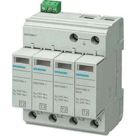 Scaricatore di sovratensione tipo T2 3P+N Uc 350V 20kA TN-S con contatti di segnalazione sentron 5SD7464-1 (1/2)