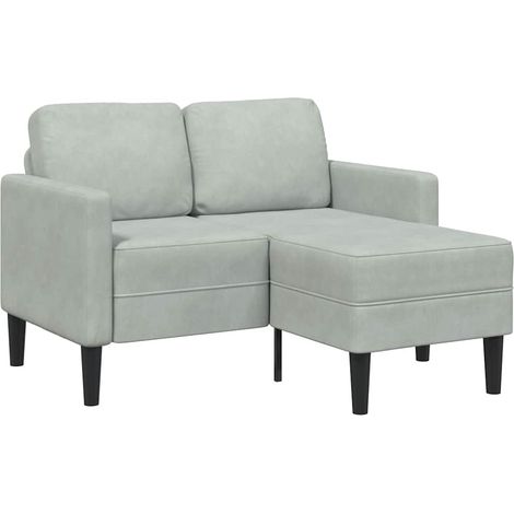 Sofá de 2 plazas con chaise longue en forma L gris claro 125 cm vidaXL (1/5)