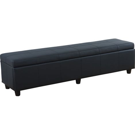 Banco banco con compartimento de almacenamiento 180x45x45 cm en PVC negro mate 040005814