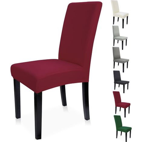 Stuhlhussen 6er Set Rot Stretch für Esszimmerstühle & Hochlehner (1/5)