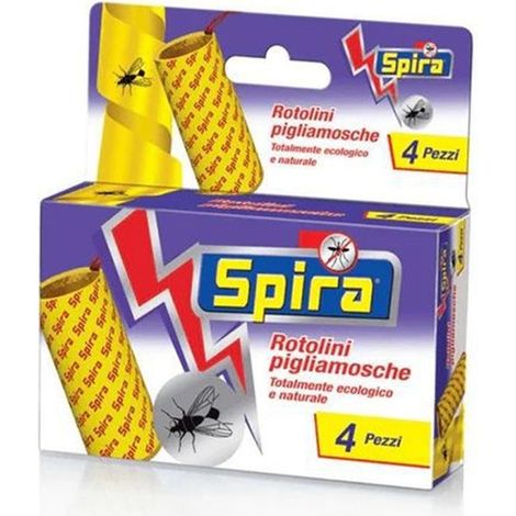 TRADE SHOP - Set 30pz Da 4 Rotolini Carta Moschicida Trappola Cattura Acchiappa Mosche 071100 -