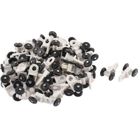 SOURCING MAP 50Pcs Glisseur Rail Rideaux Roulette Roue Rideaux Coulissant Poulie pour Fenêtre Voilage plastique 14mm dia noir blanc (1/4)