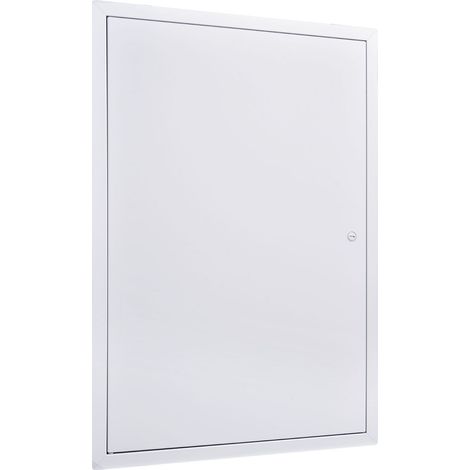 Panneau d'accès pour cloisons sèches 64x44 cm, porte en acier galvanisé, installation facile, charnières et loquet à tournevis, pour plafond, plomberie, électricité, découpe 42x62 cm, blanc. (1/5)
