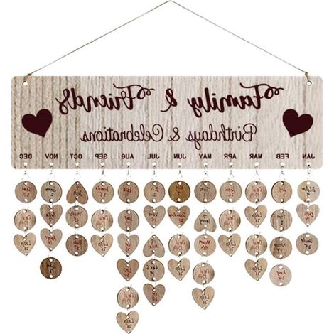 Calendrier mural en bois à faire soi-même pour les mamans et les grands-mères - cadeau de rappel d'anniversaire pour la famille et les amis (1/5)