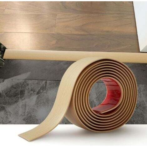 m Übergangsprofil, selbstklebendes PVC-Profil, Übergangsprofil für Bodenbeläge, für die Fuge zwischen Fliesen und Holzböden, 5 cm, beige Holzmaserung