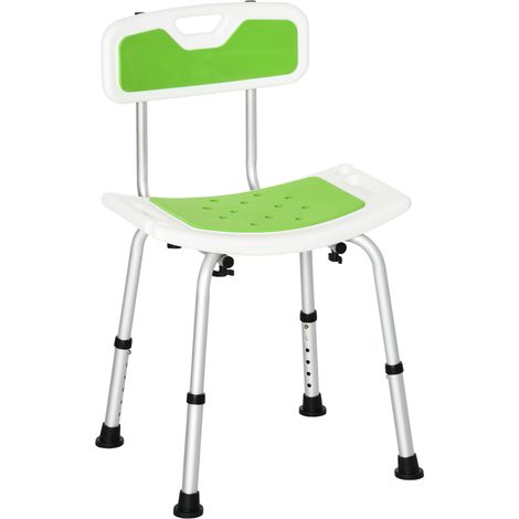 Chaise douche aluminium EVA hauteur réglable 6 niveaux dossier incurvé 51,5x49,5x68,5-81 cm