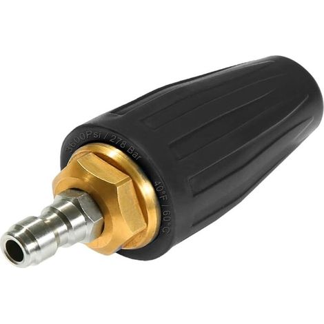Universal Rotating Turbine Nozzle for Pressure Washer, 3600 PSI 250 Bar Rotating Turbine Cleaning Nozzle with 1/4" Quick Connect (Black) (1/5)