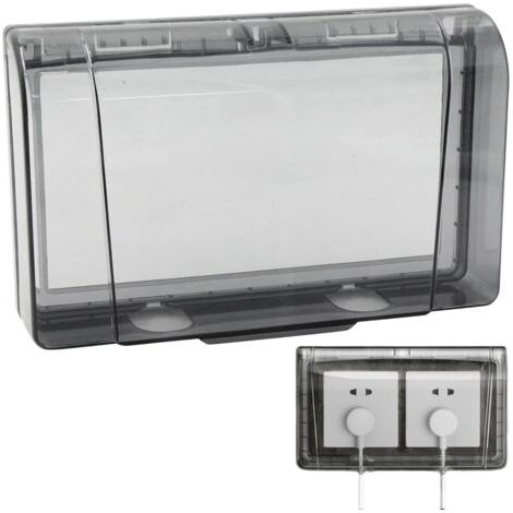Couvercle Prise Courant éTanche ExtéRieures - 86 Murales éTanches Interrupteur à 2 Voies Anti PoussièRe Pour Salle De Bain, Maison, ExtéRieur, Noir Transparent, 20 X 12,4 X 4,5 Cm (1/5)
