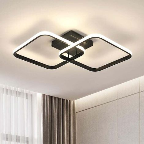 COMELY 42W 4725LM LED Ceiling Light, Square Ceiling Light Fixture Natural Light 4500K, Modern Acrylic Ceiling Lamp for Living Room Bedroom Kitchen Bathroom, 59cm, Black (1/5)